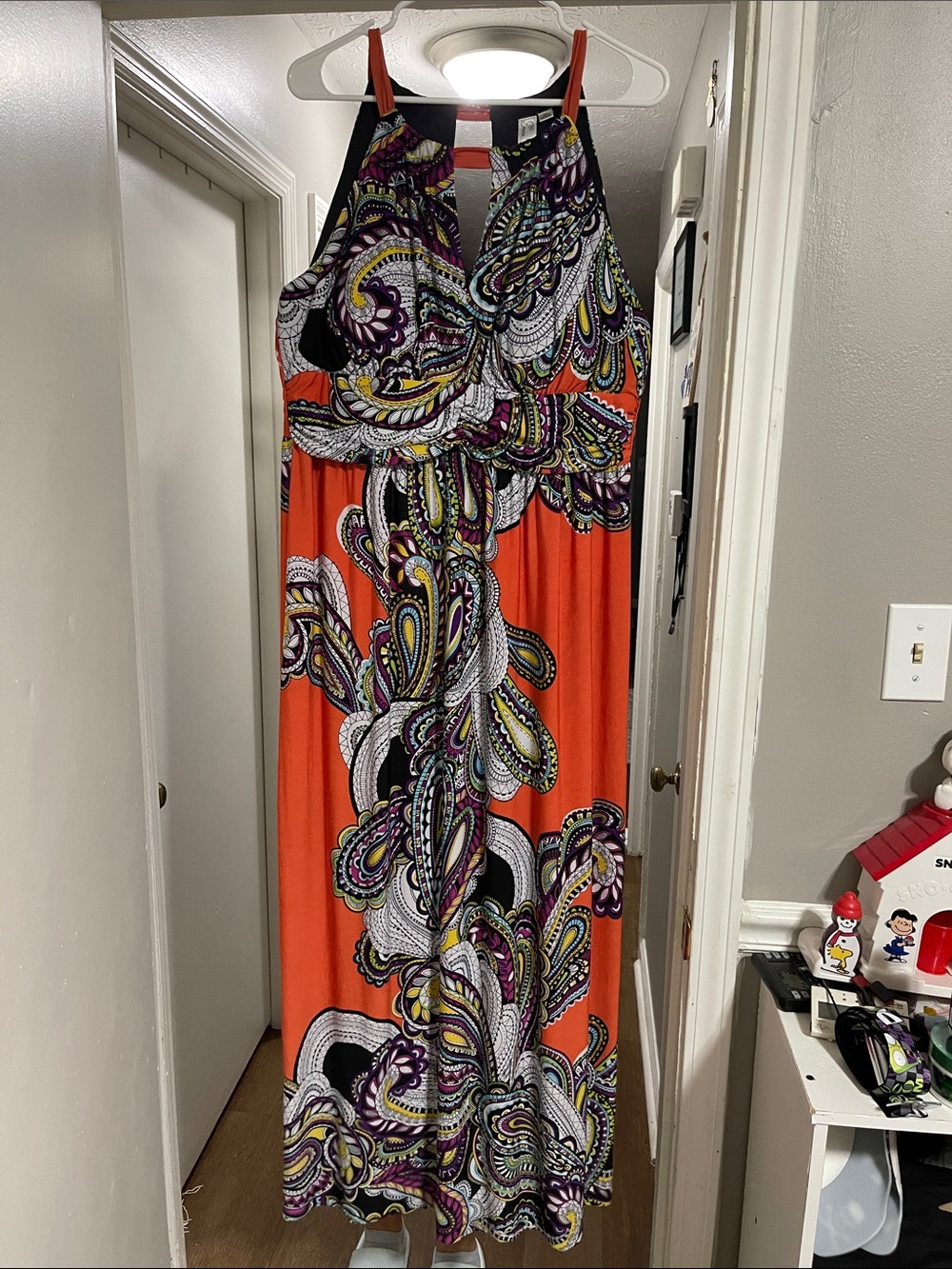 Emma & Michele Orange Paisley Halter Neck Maxi Dress